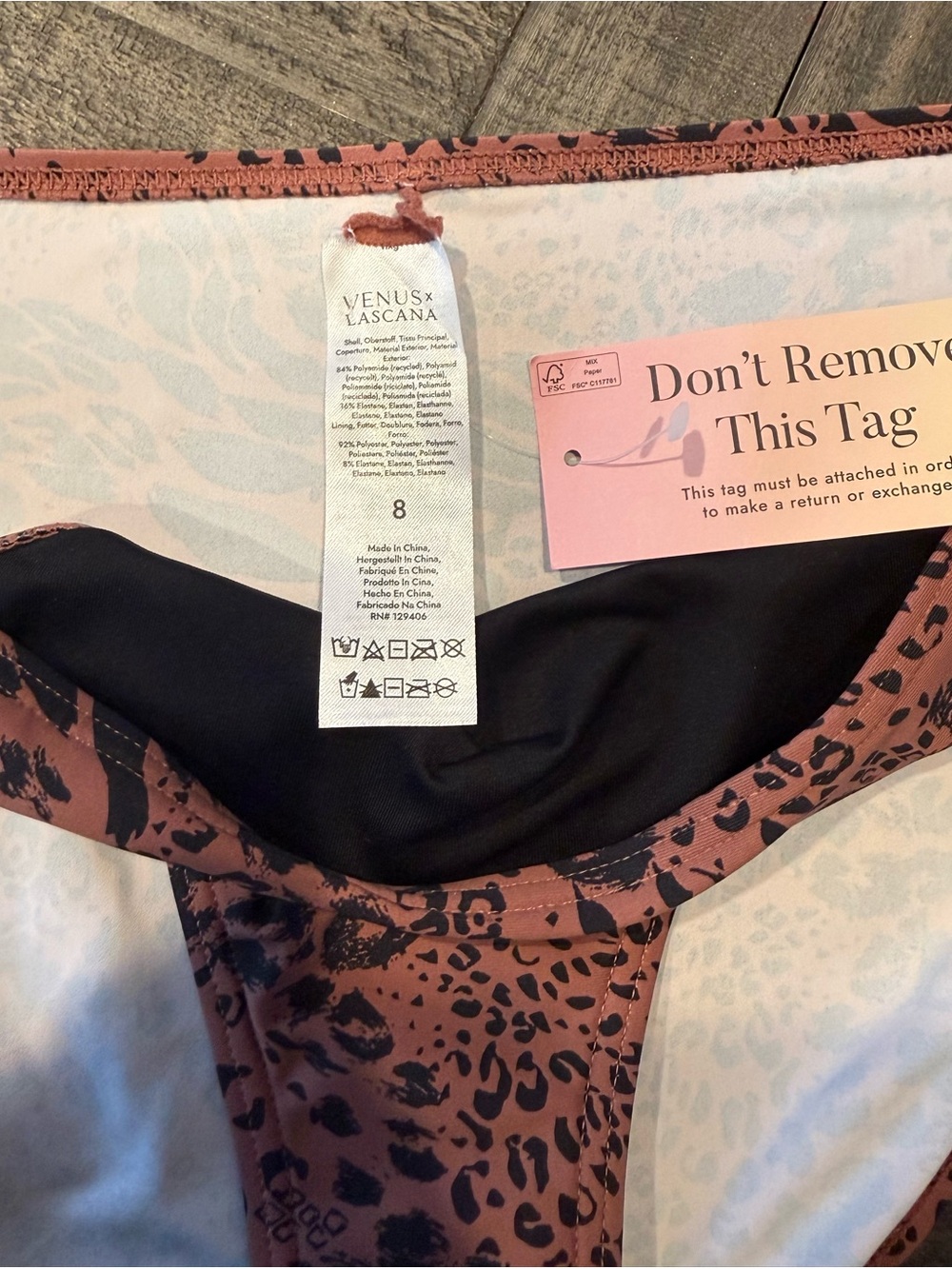 Venus Printed Moderate Bottom-Abstract Leopard Size 8 - Picture 7 of 8